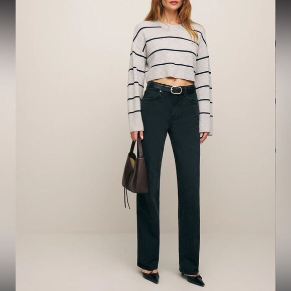 Reformation Val 90s Mid Rise Straight Jeans Black 30 - Picture 10 of 10